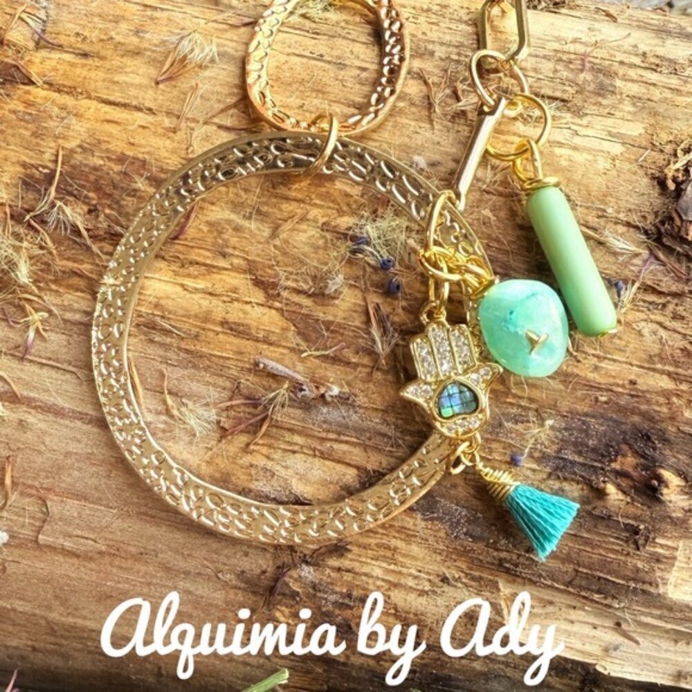 Cats Eye And Amazonite In Green Multi Charms Necklace 63$